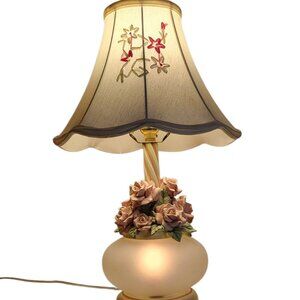 Capodimonte Rose Lamp Italian Electric Plug In Vintage Very Good Condition super